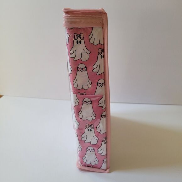 Betsey Johnson 4pc Pink Twin Sheet Set Hey Boo Ghosts w/ Bows Sunglasses Sheets - Picture 9 of 10